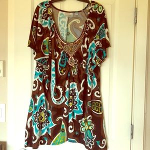 Avenue 26/28 beaded top -blouse -shirt